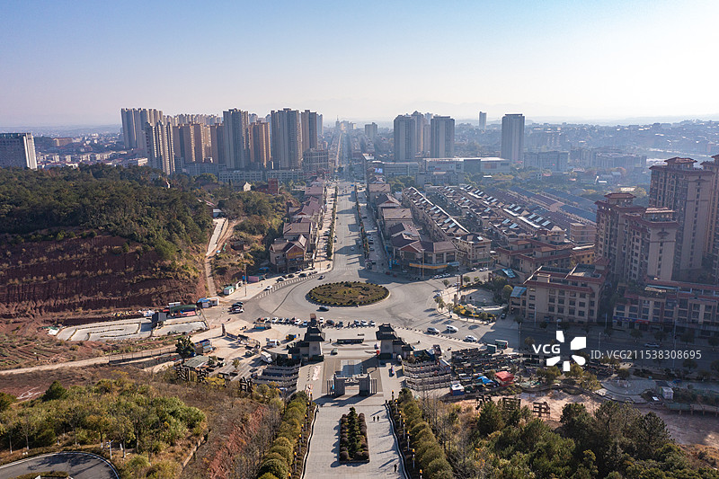 航拍湖南株洲茶陵县城市风光图片素材