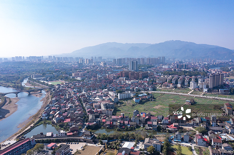 航拍湖南株洲茶陵县城市风光图片素材
