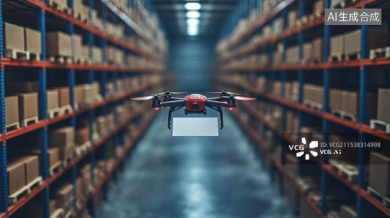 【AI数字艺术】科技无人机城市物流仓储航拍救援图片素材