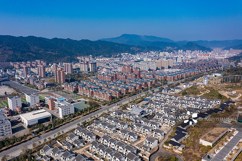 航拍江西赣州崇义县城市风光图片素材