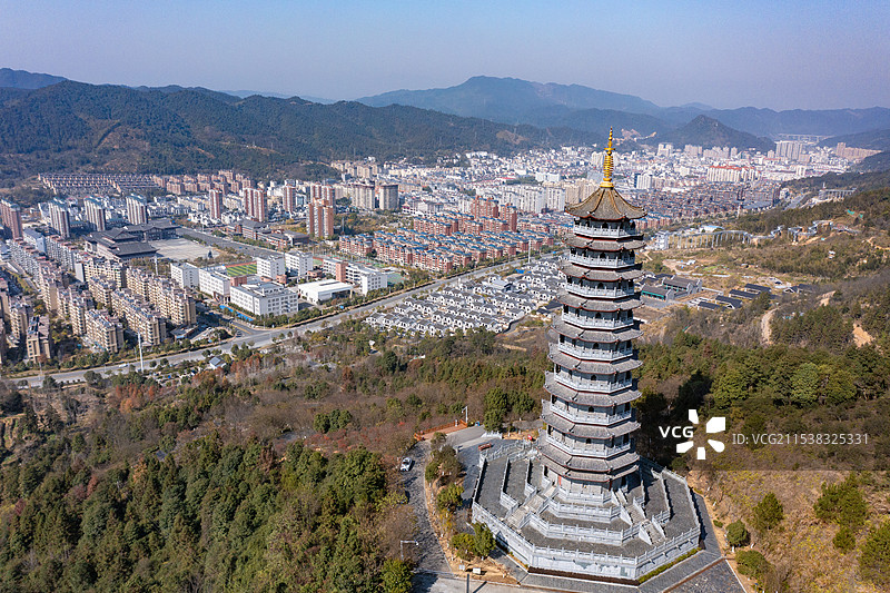 航拍江西赣州崇义县城市风光图片素材