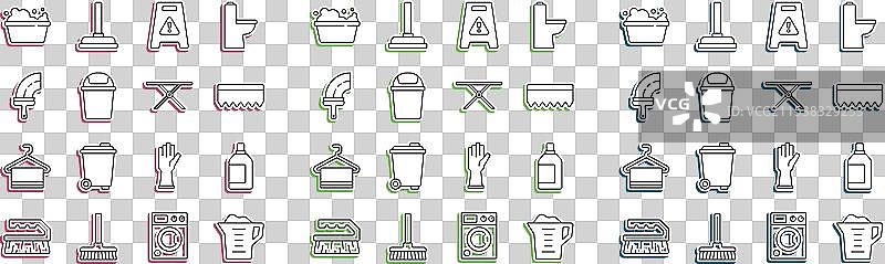 清洁剂的洗衣粉瓶设置图片素材