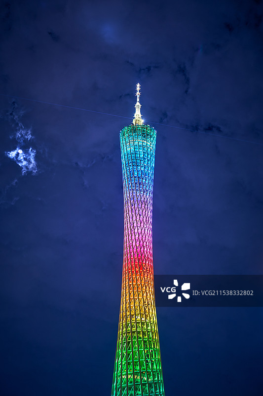 彩色广州塔夜景图片素材