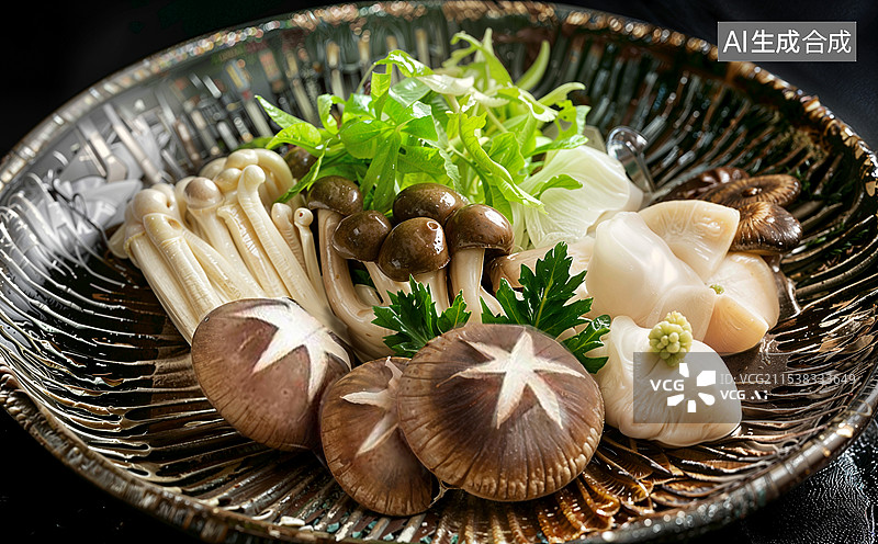 【AI数字艺术】菌菇拼盘图片素材