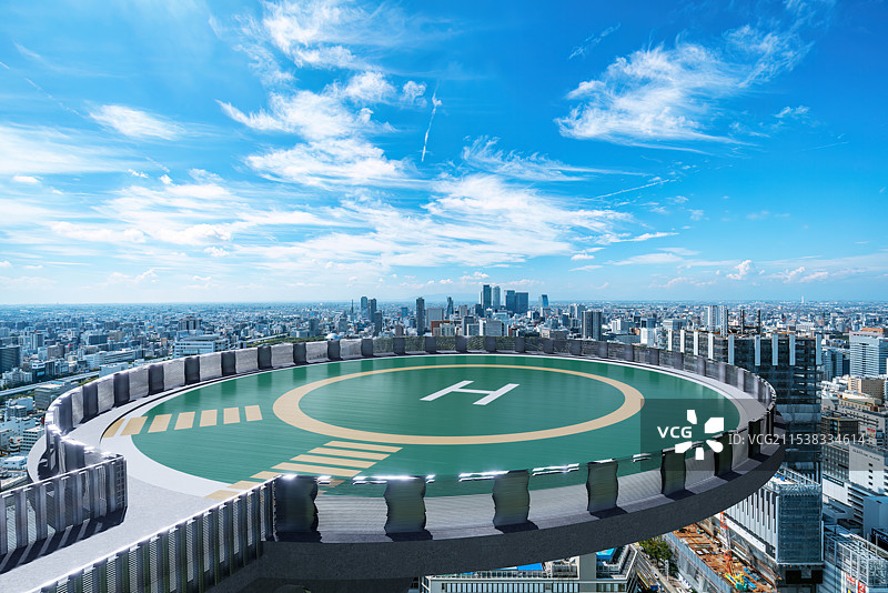 日本名古屋城市风光停机坪图片素材