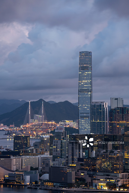 香港维多利亚港CBD中环夜景日出繁华都市图片素材