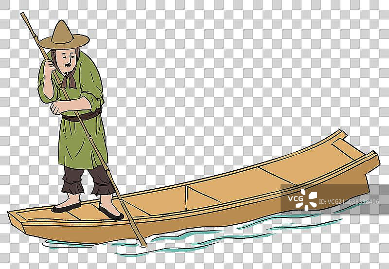 中国风新中式古风古典传统文化古装古人古代古时候历史文化乡村乡下农村农夫渔夫打鱼生活木船资讯卡通插画图片素材