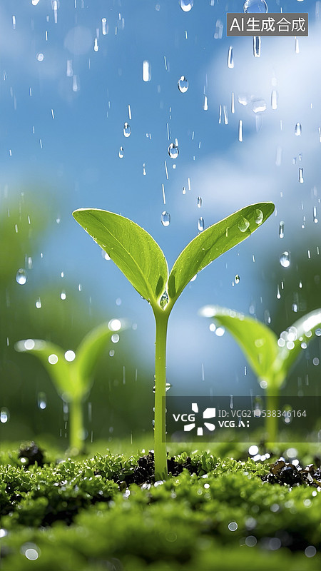 【AI数字艺术】二十四节气雨水插画图片素材