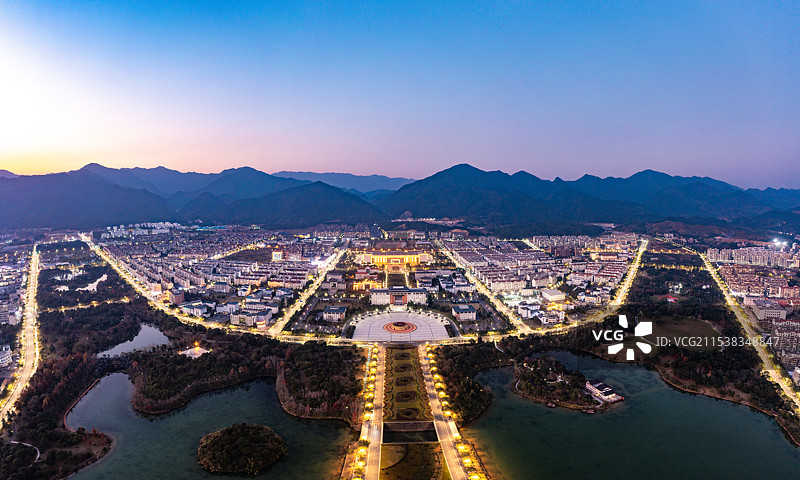 航拍江西吉安井冈山市城市风光图片素材