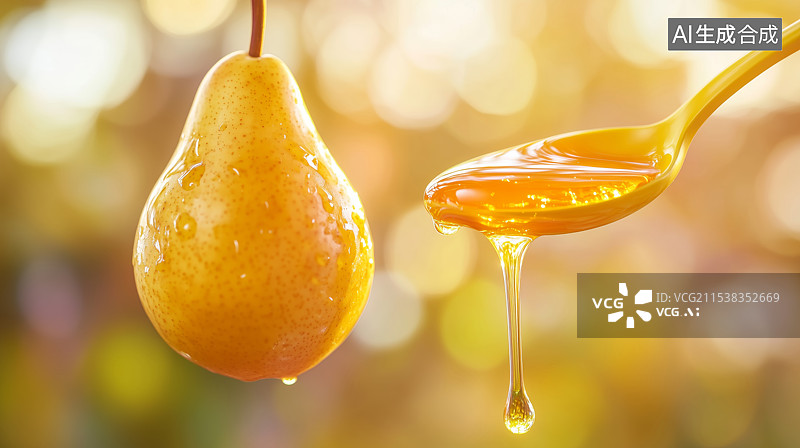 【AI数字艺术】梨子和梨膏创意产品背景图片素材