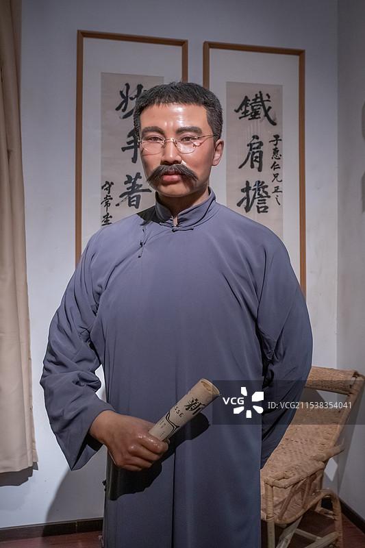 中国国家博物馆英模蜡像馆李大钊(1889-1927)河北乐亭人中国共产党的主要创始人之一图片素材