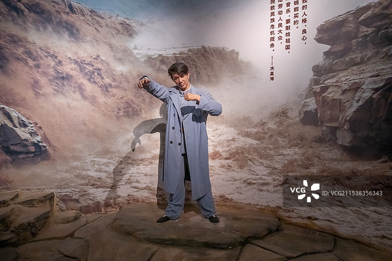 中国国家博物馆英模蜡像馆冼星海(1905-1945年)广东番禺人出生于澳门著名作曲家人民音乐家图片素材