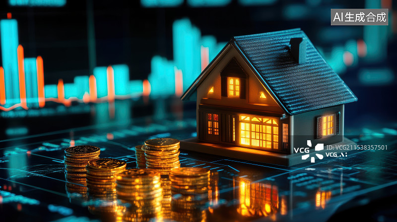 【AI数字艺术】房地产投资与金融概念背景图片素材