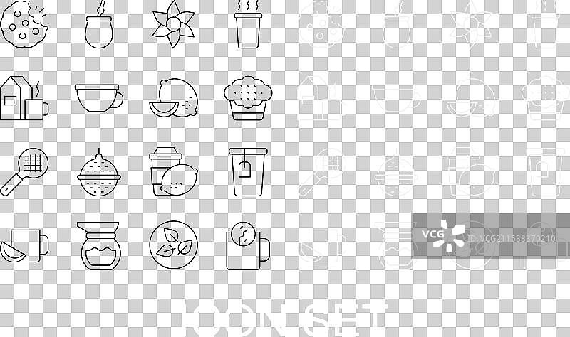 茶具、茶包、松饼和花的下午茶摆设图片素材