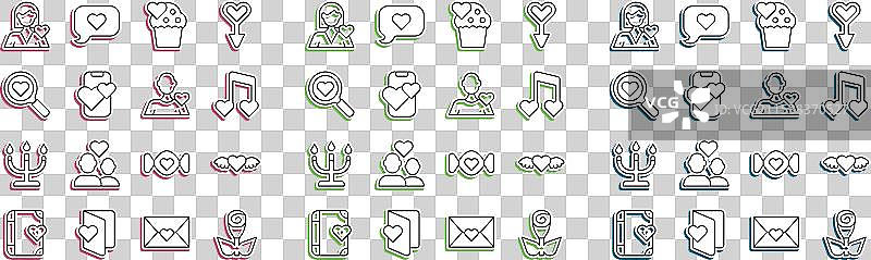 带翅膀的心形玫瑰花线条与音符图片素材