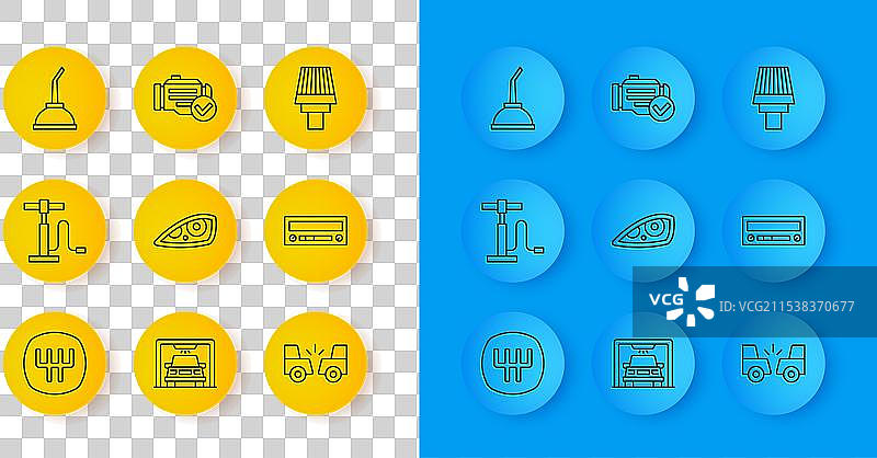汽车换挡杆、气泵、头灯组件图片素材