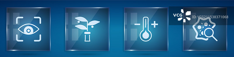 设置眼部扫描植物育种温度计和图片素材