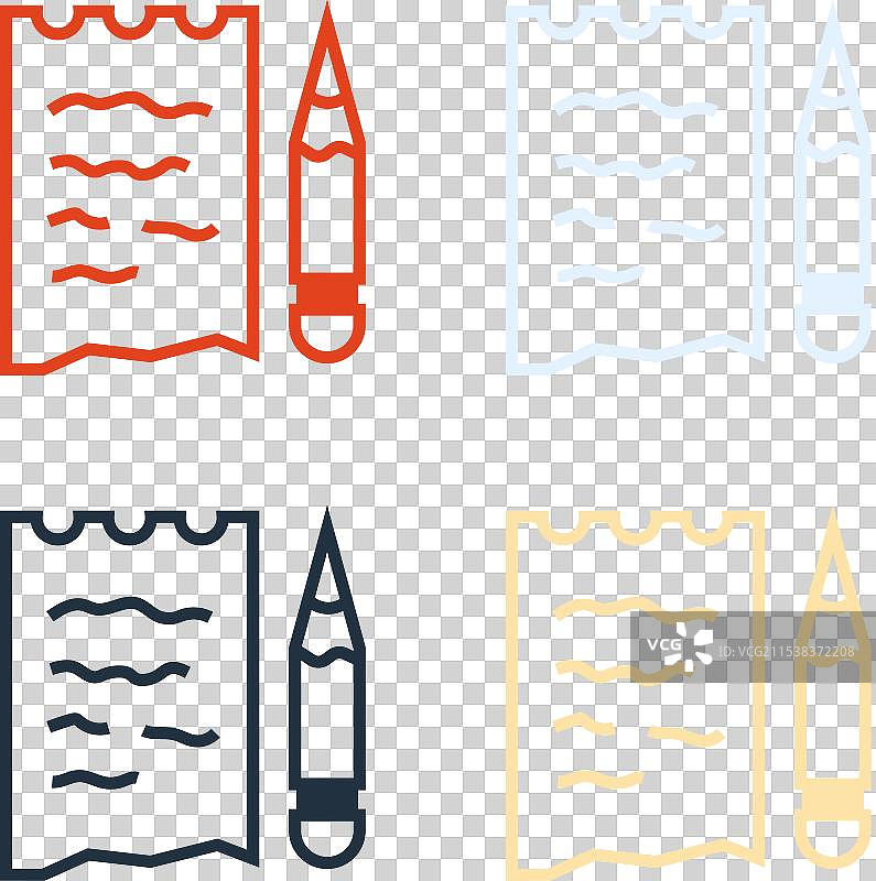 波普艺术风格的购物清单和铅笔图标图片素材