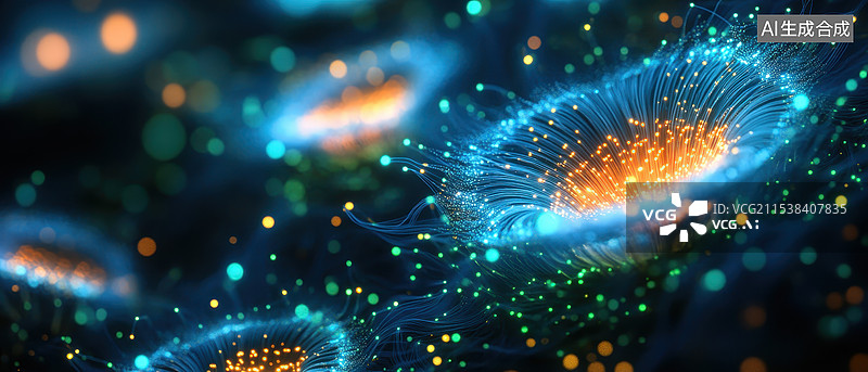 【AI数字艺术】发光的神经元细胞图片素材