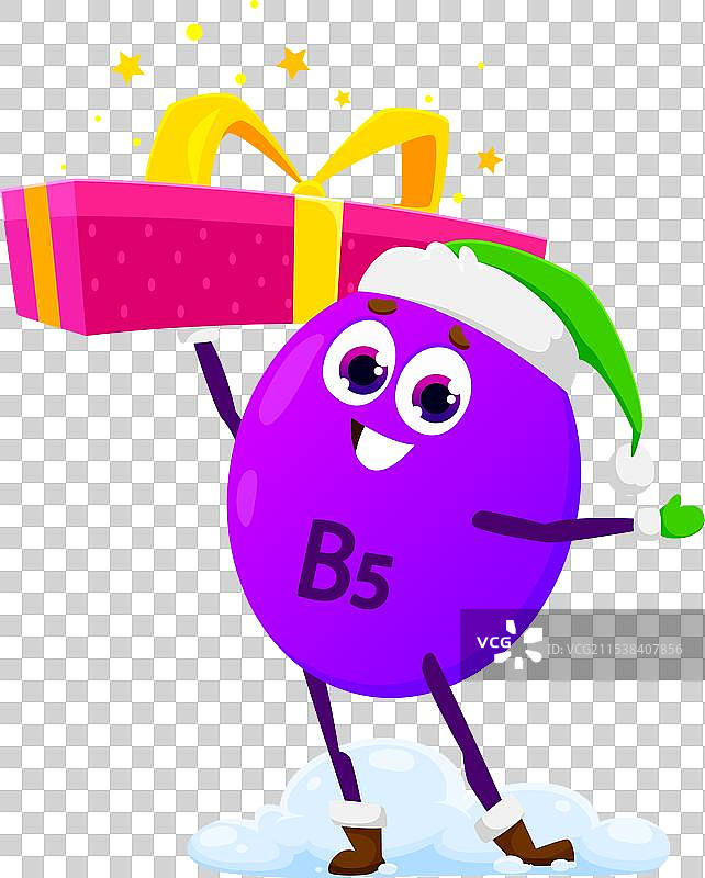 圣诞老人帽子里的维生素B5与礼品盒图片素材