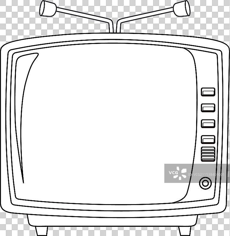 复古电视的黑白画作图片素材