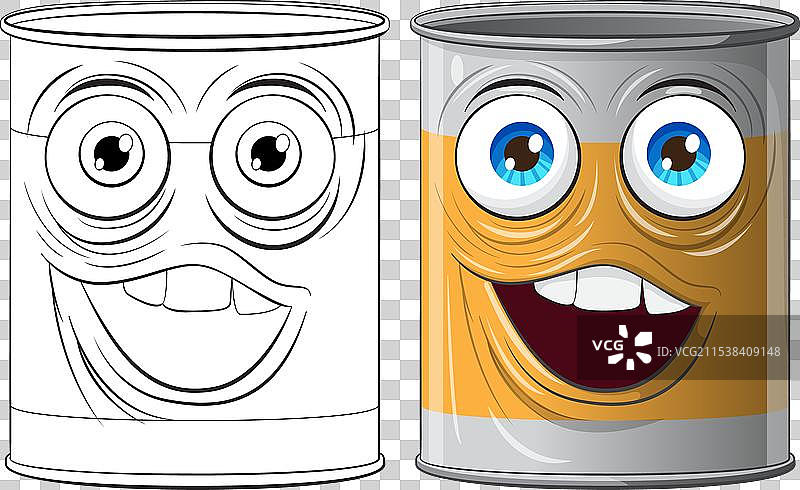 带有面孔的动画罐头图片素材