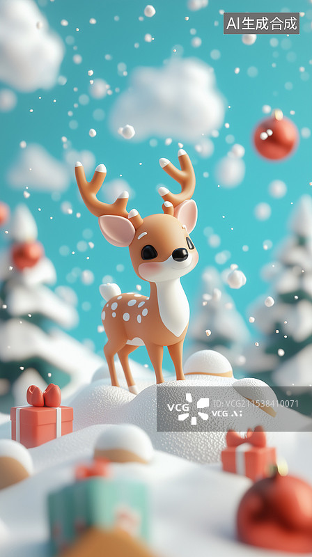 【AI数字艺术】电商风格新年鞋盒，采用圣诞主题包装纸，饰以红绿图案，盒子上配有白色和金色标签，印有各种形状的雪花、花图片素材