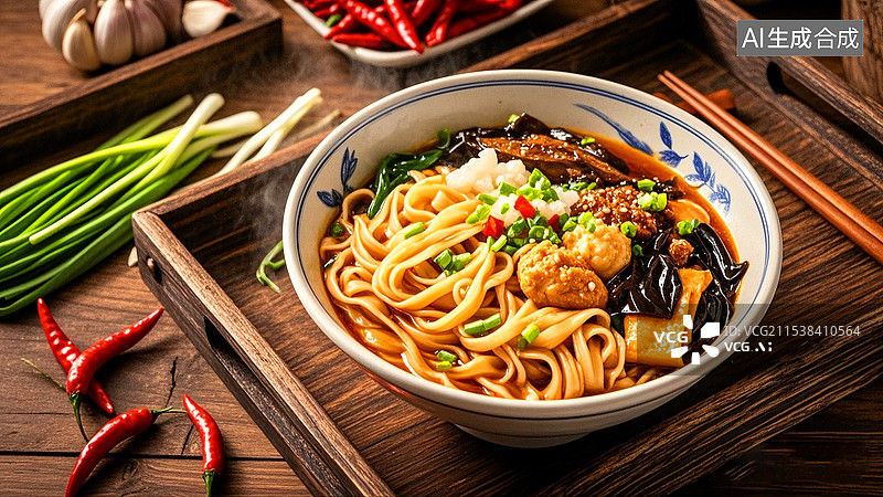 【AI数字艺术】中国美食面食面条安徽板面图片素材