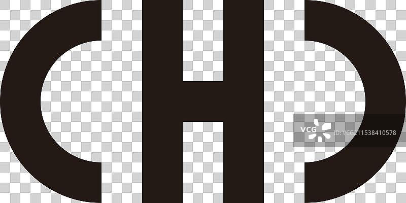 字母C、H、D的轮廓几何符号简单标志图片素材