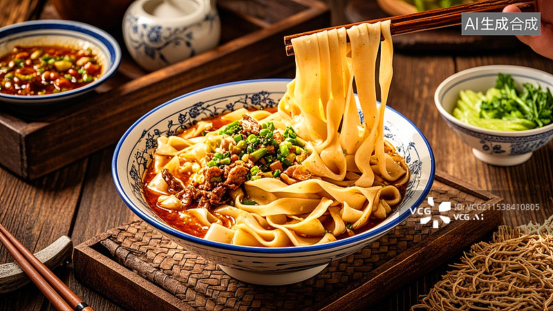 【AI数字艺术】中国美食面食面条山西刀削面图片素材