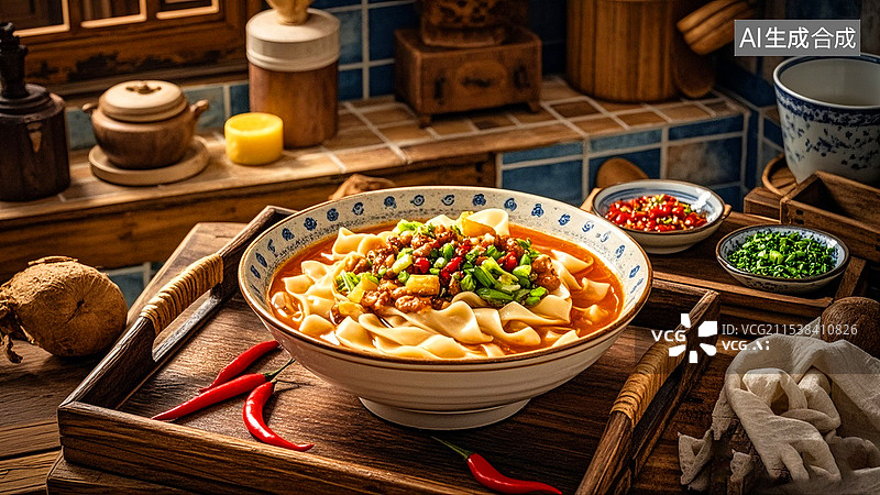 【AI数字艺术】中国美食面食面条山西刀削面图片素材