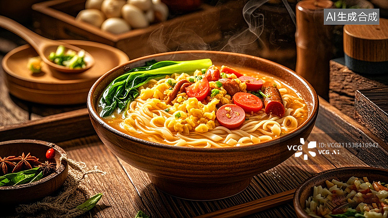 【AI数字艺术】中国美食面食面条三鲜打卤面图片素材
