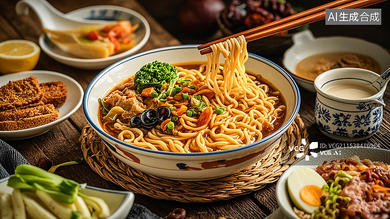 【AI数字艺术】中国美食面食面条车仔面图片素材