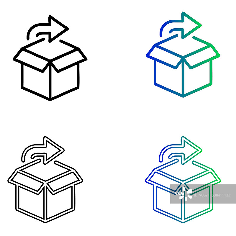 快递箱返回箭头图标集图片素材