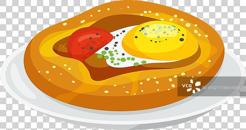 卡通格鲁吉亚哈恰布里蛋奶酪盘图片素材