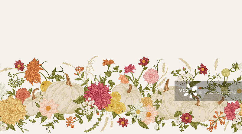 无缝的横向南瓜边框图片素材