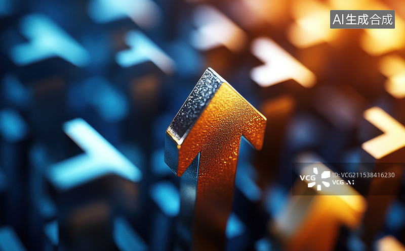 【AI数字艺术】金属质感向上箭头图片素材