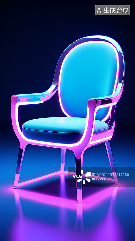 【AI数字艺术】蓝色背景下的空椅子特写镜头图片素材