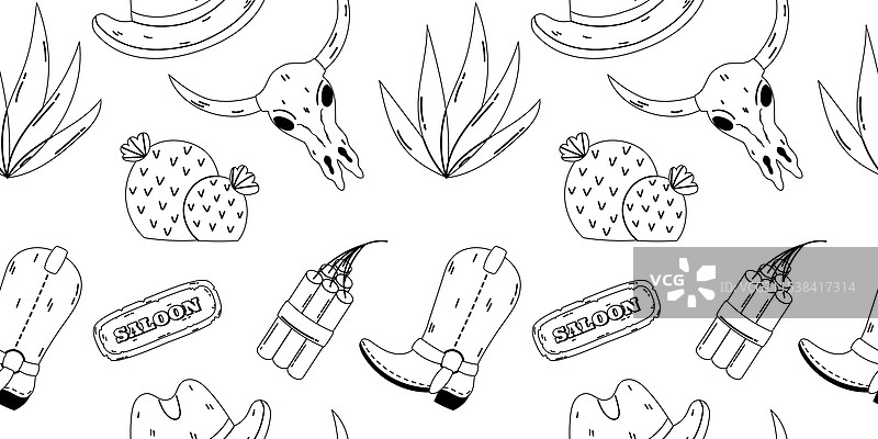 黑白无缝图案，展现野生动物图片素材