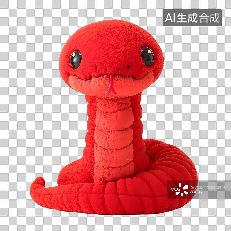 【AI数字艺术】3D毛绒绒卡通蛇年元素图片素材