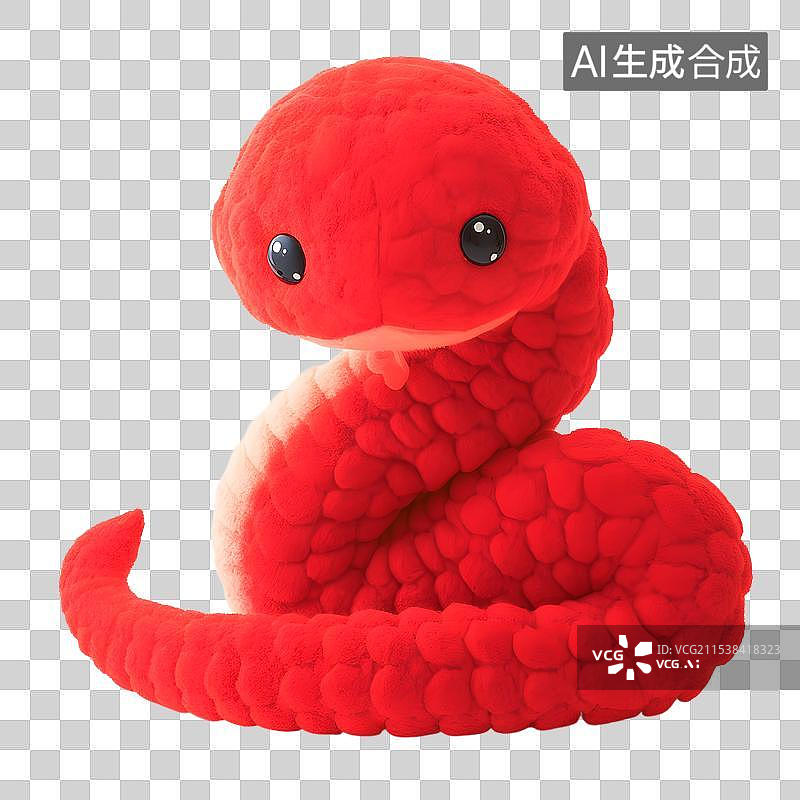 【AI数字艺术】3D毛绒绒卡通蛇年元素图片素材