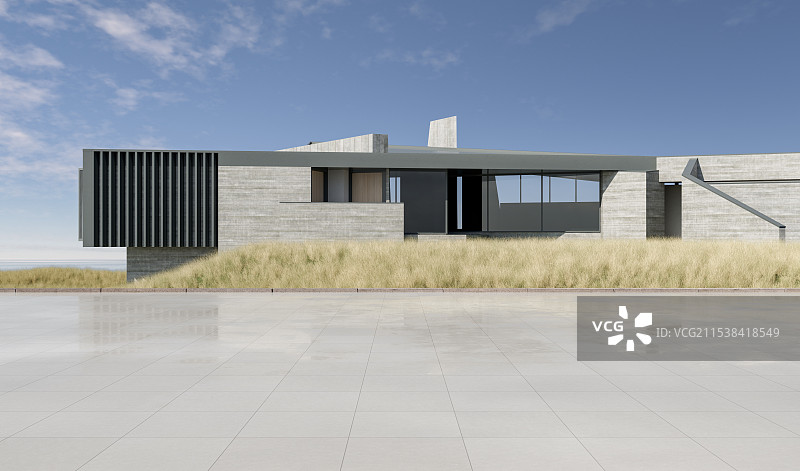 现代极简_庭院_豪华别墅图片素材