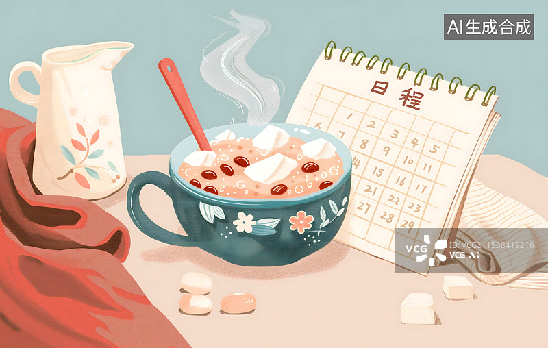 【AI数字艺术】桌上的热奶茶和日程本图片素材