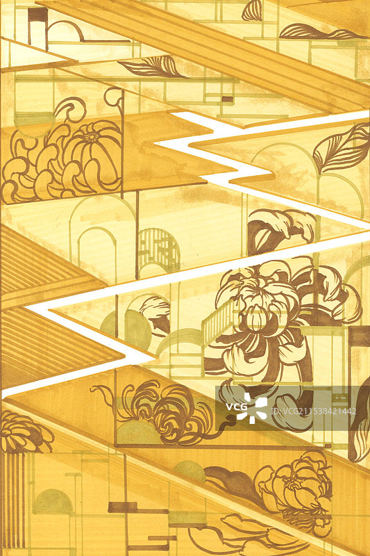 风吹麦浪菊花香背景素材图片素材