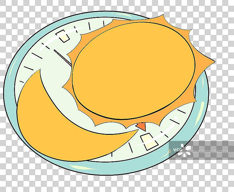 太阳月亮交替出现在时间钟表盘上卡通漫画元素图片素材