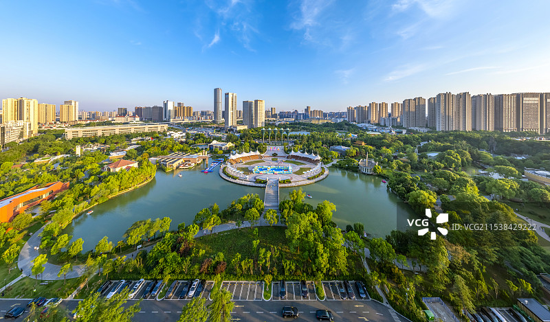 合肥文旅地标徽园风景区全景航拍图片素材
