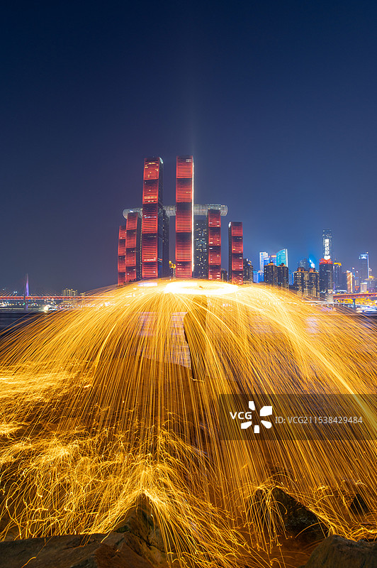 长嘉汇光绘背景为重庆来福士图片素材