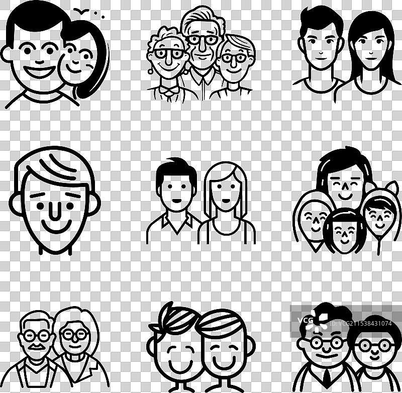 人们扁平图标集，孤立在白色背景上图片素材