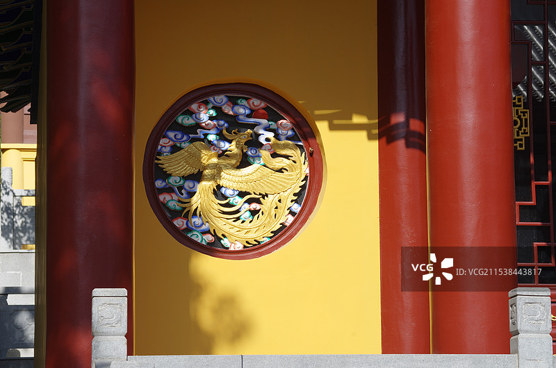 古建筑祥云飞凤特写,仿古建筑点睛之笔图片素材