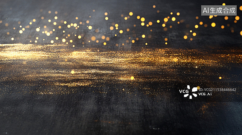 【AI数字艺术】金色的闪光流沙金箔背景、散景效果，温暖而奢华的氛围，节日庆祝图片素材